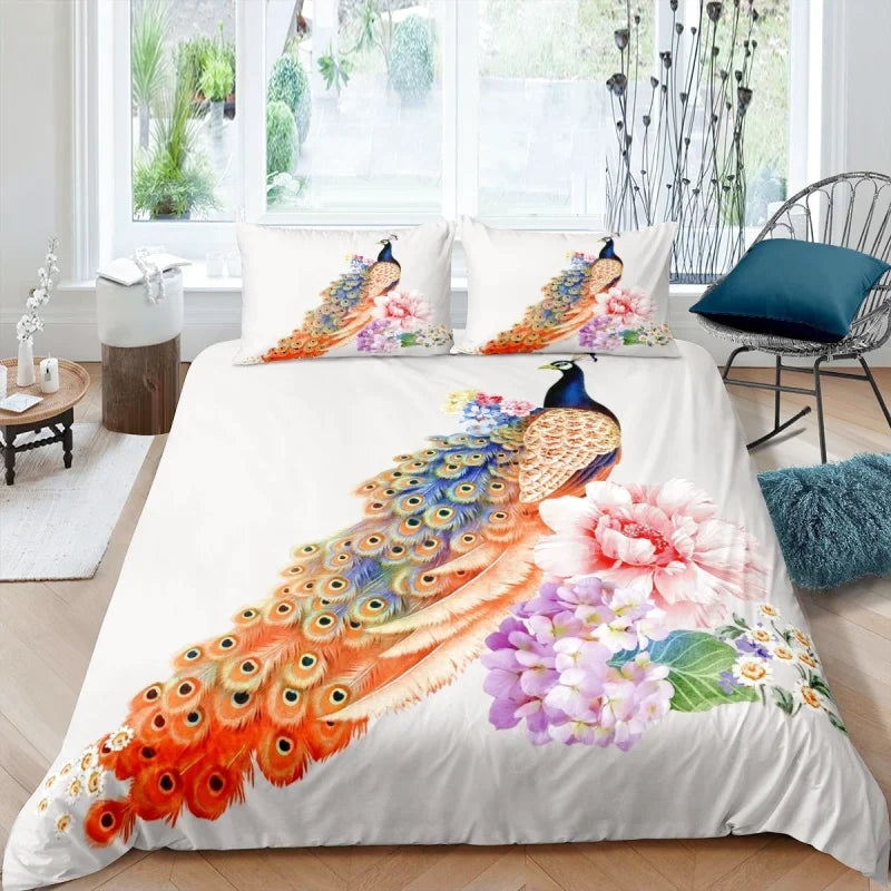 Housse de Couette Paon Dessin
