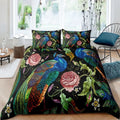 Housse de Couette Paon Noir