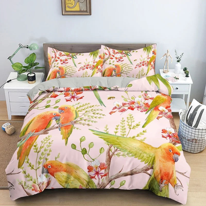 Housse de Couette Perroquets Inséparables