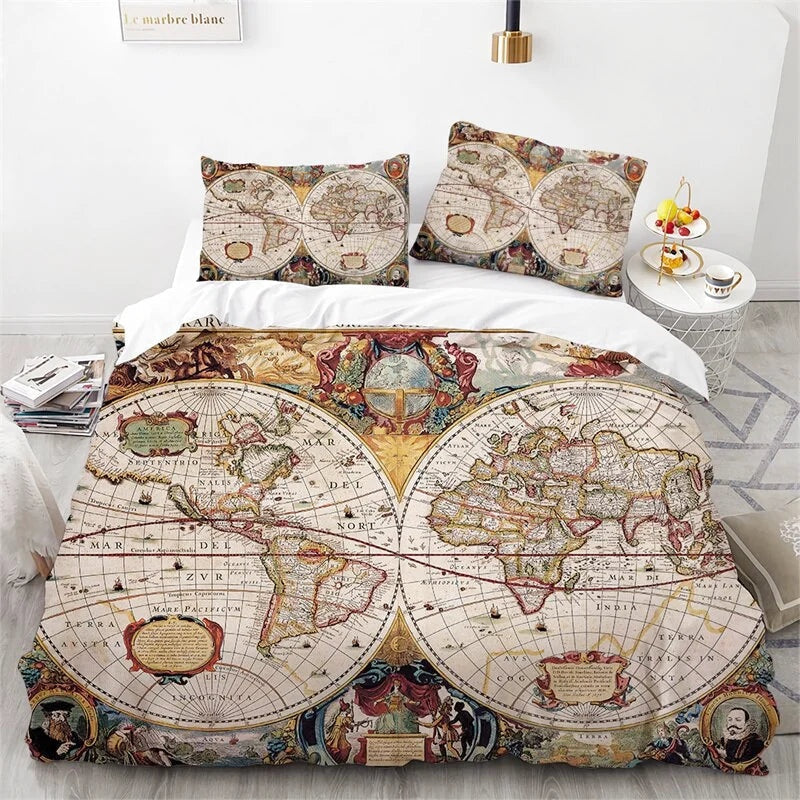 Housse de Couette Planisphère Vintage