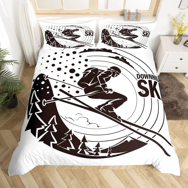 Housse de Couette Ski Noir et Blanc