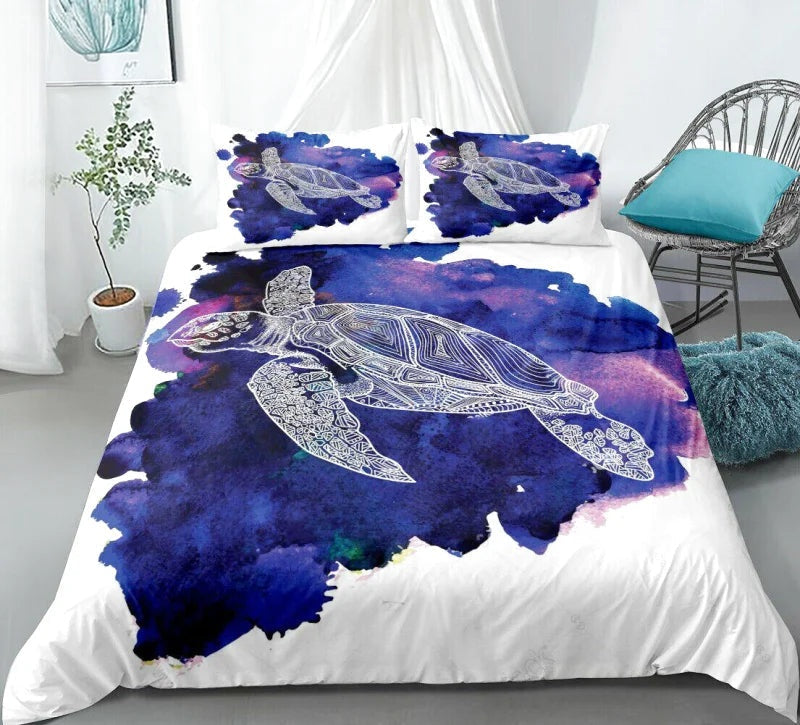 Housse de Couette Tortue Espace Violet