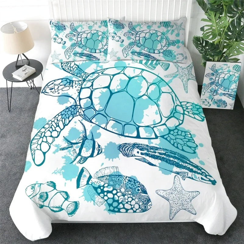 Housse de Couette Tortue Poisson