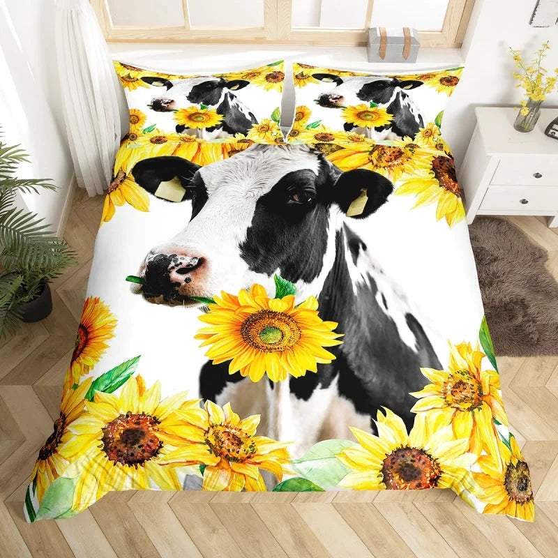 Housse de Couette Vache Noir et Blanche