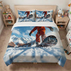 Snow Board - young-snowboarder-rides-down-alpine-mountain-high-speed-ai-generative-307697657